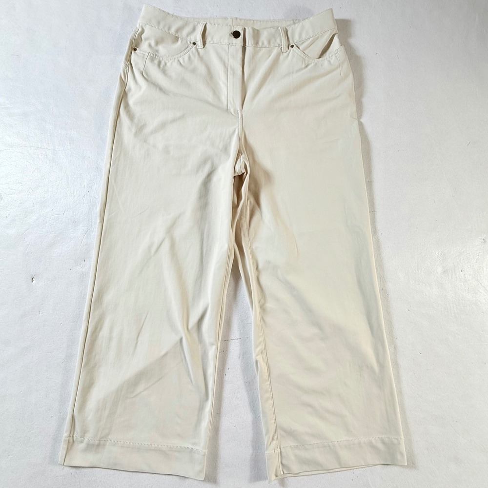 Lululemon‎ Wide Leg Cropped Pants Womens Size 31 High Rise Off White LW5DXXS